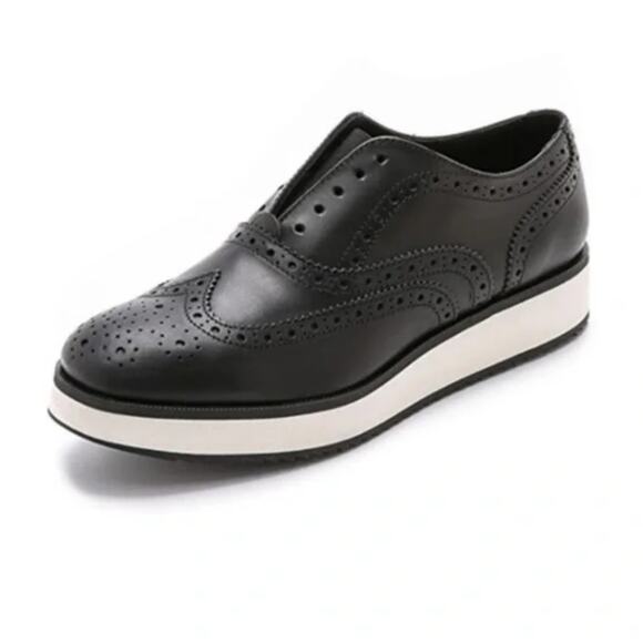 Rag & Bone Meli Flatform Brogues Black Perforated Leather Women's Size 38 7.5 - Picture 1 of 9